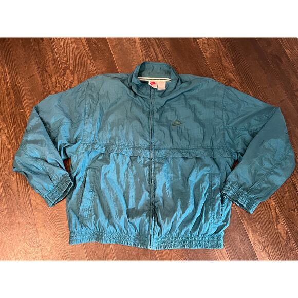 Vintage 90s Nike Windbreaker Supreme Court Teal Green Men Large - Picture 1 of 7